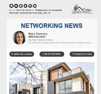 Real estate newsletter with correctly sized image